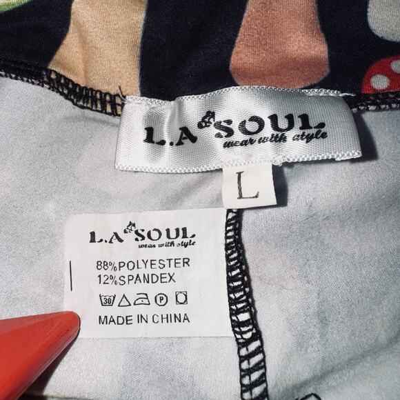 LA Soul Large Soft Colorful Rainbow Mushroom Print Leggings Stretch Ankle Twee - Picture 4 of 5